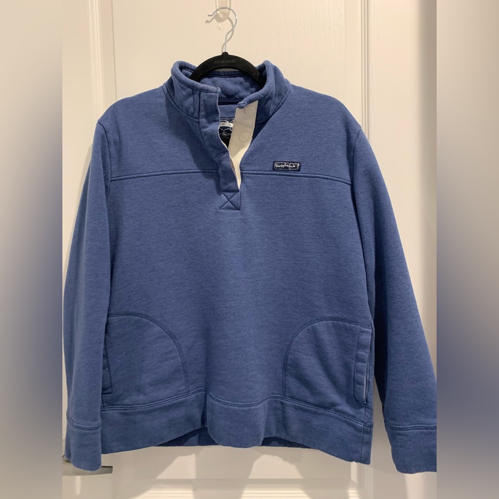 Womens Pennsylvania Medium Quarter Button Up Long Sleeve Pullover Blue Casual